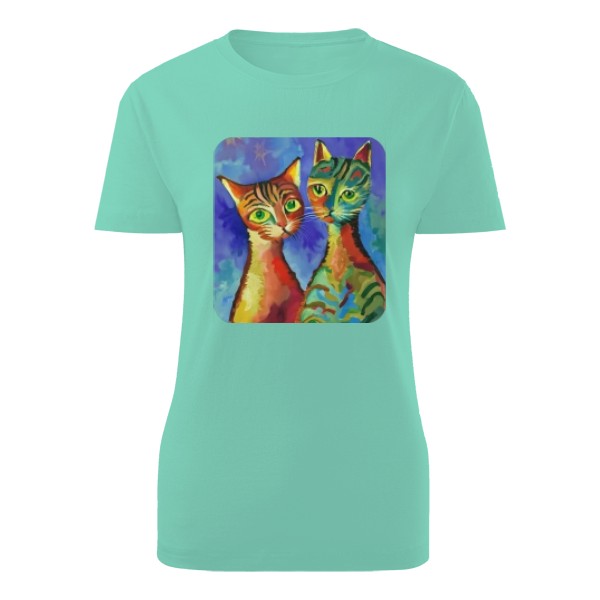 Tričko s potiskem barevné kočky