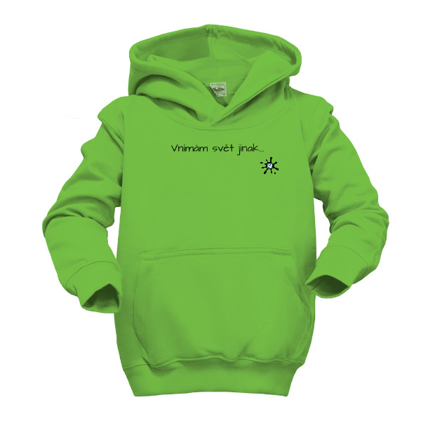 Dětská mikina s kapucí s potiskem dětská mikina vnímám