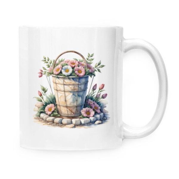 Hrnek malý bílý s potiskem Jaro je tu