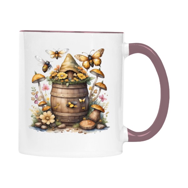 Hrnek malý barevný s potiskem soudek medu