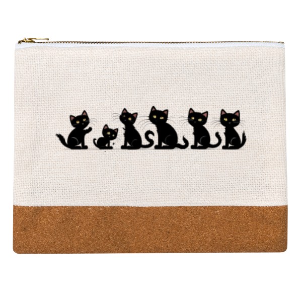 Penál lněný s potiskem v řadě za sebou