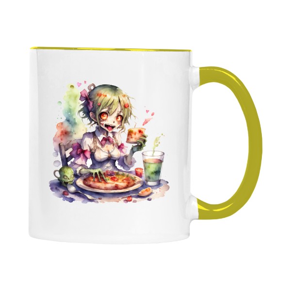 Hrnek malý barevný s potiskem zombie večeře